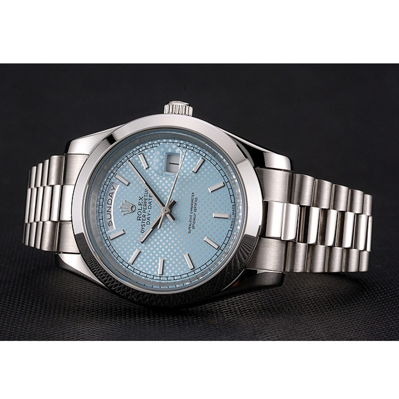 Good copy rolex watches 40 Dial And Steel Bracelet Case Stainless Blue Day Date Rolex Ice 0718